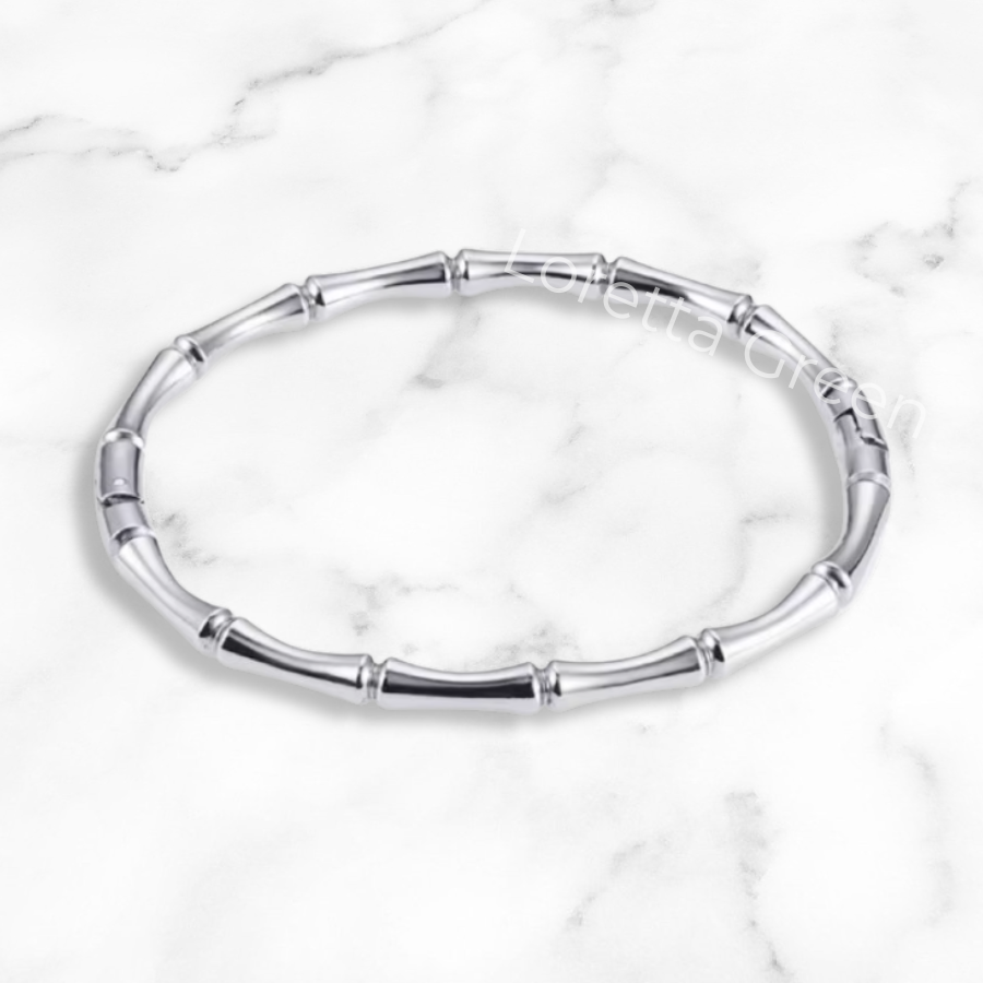Bamboo Bangle - Silver