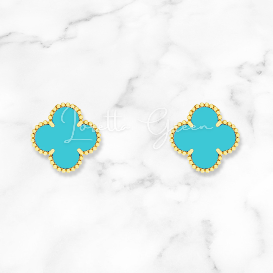 Clover Stud Earrings on Gold