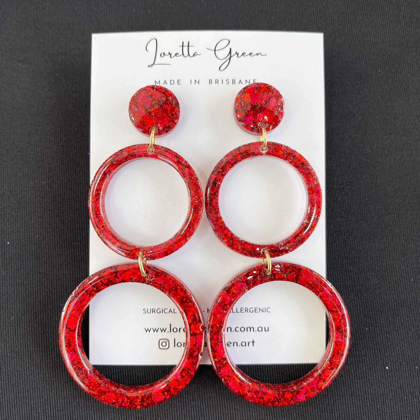 Red "Amy" Sparkle Earrings