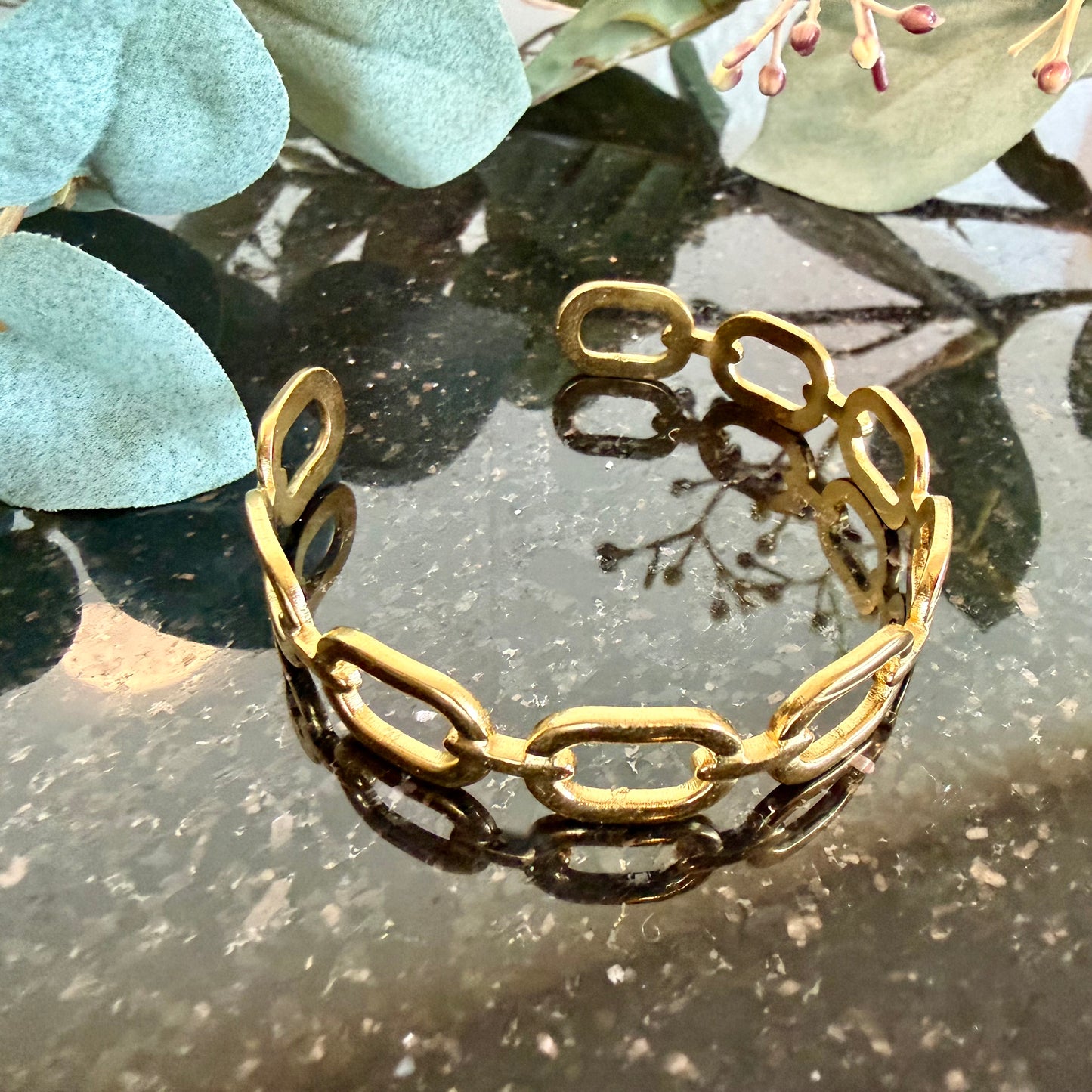 Chain Link Gold Cuff Bangle