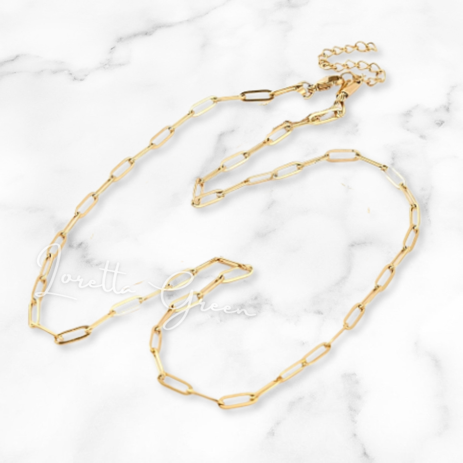 Paperclip Chain Necklace - Gold