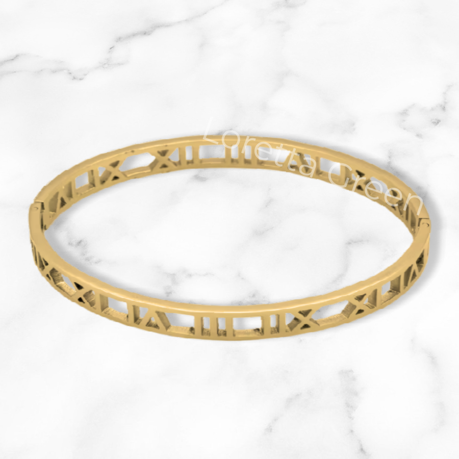 Roman Numerals Bangle - Gold