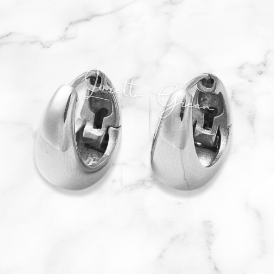 Small Chunky Hoop Earrings - Silver