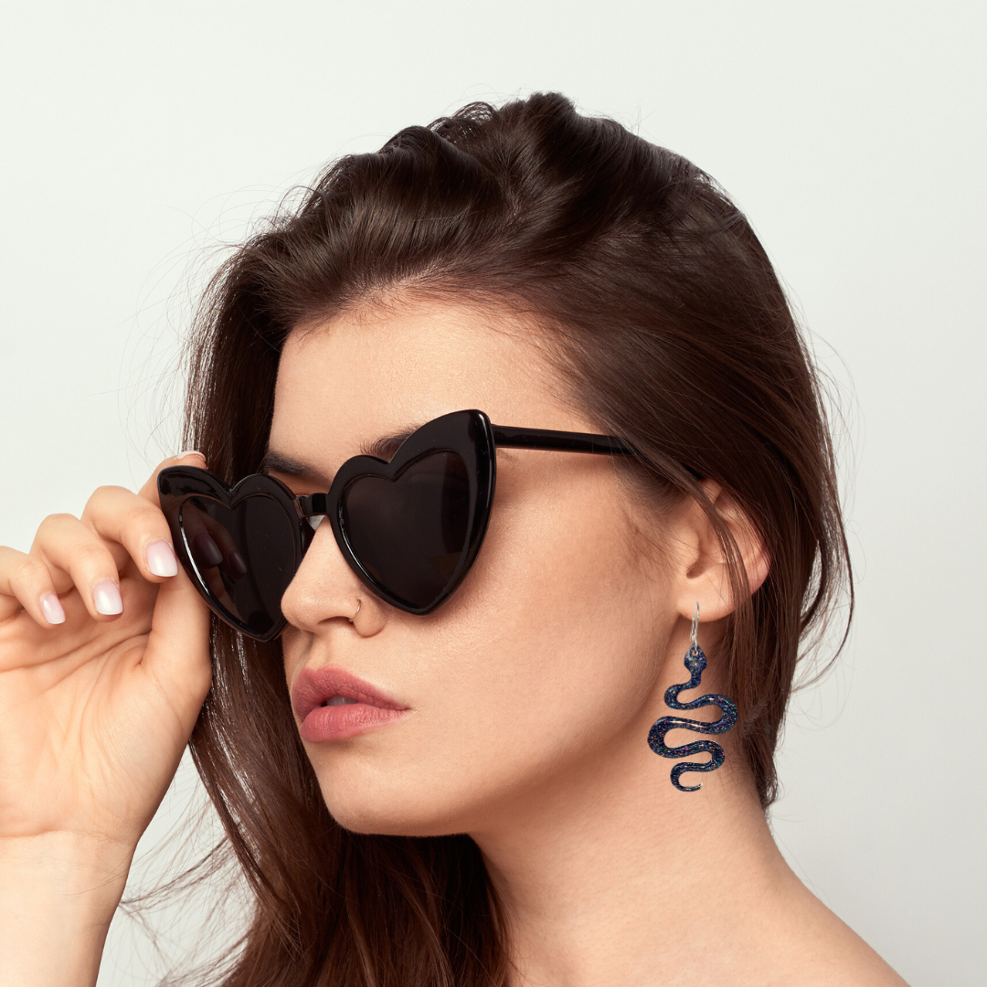 Black Snake Sparkle Earrings