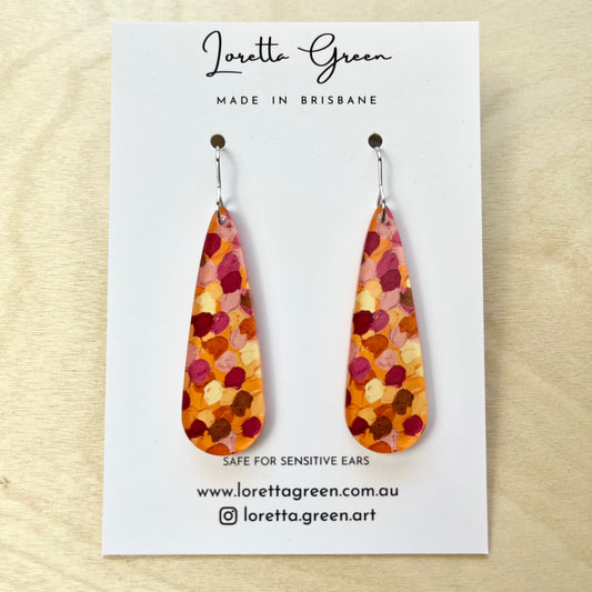 Orange Earrings - Long Droplets