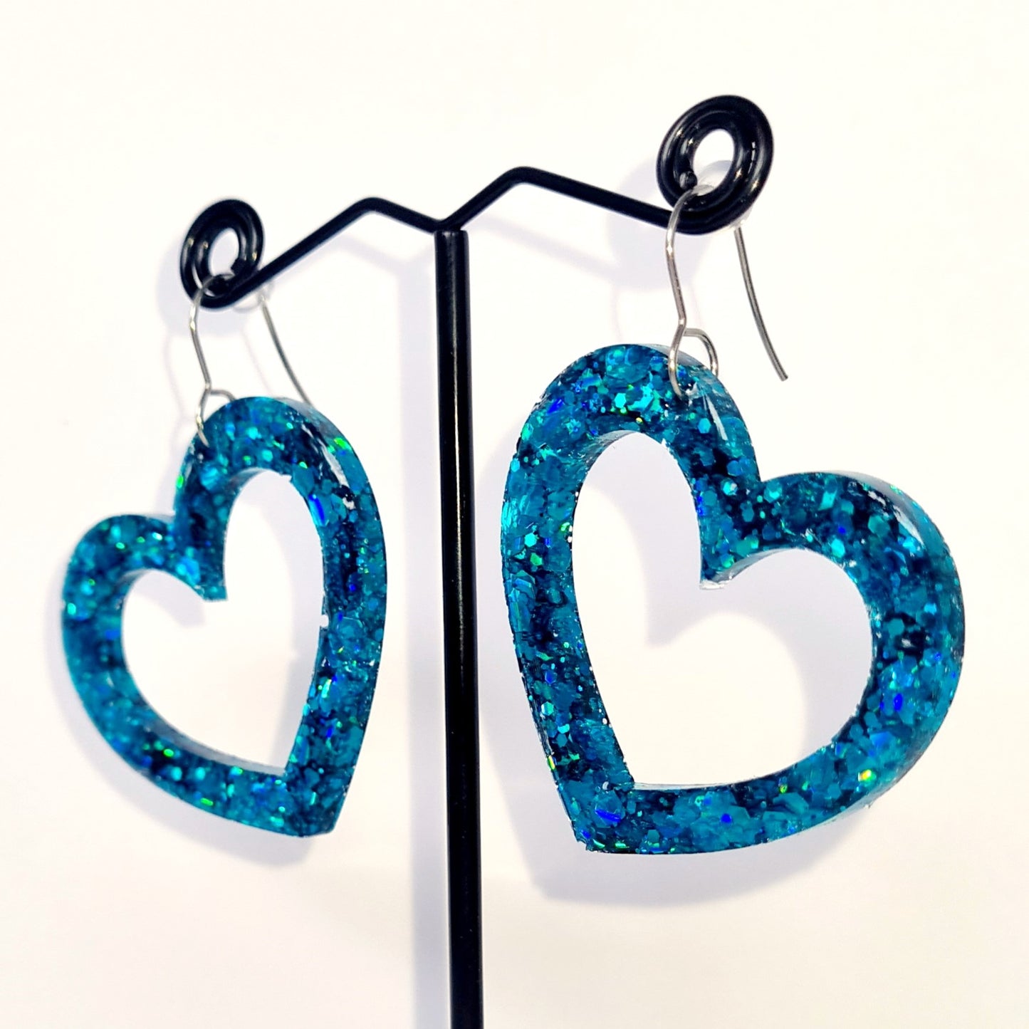 Aqua Heart Sparkle Earrings