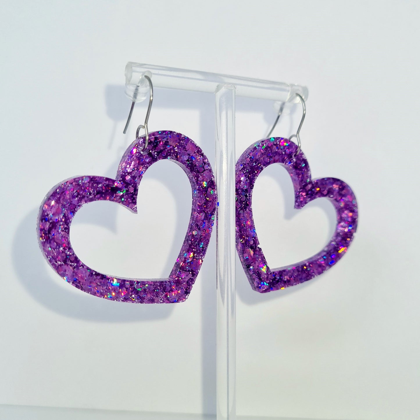 Lilac Heart Sparkle Earrings