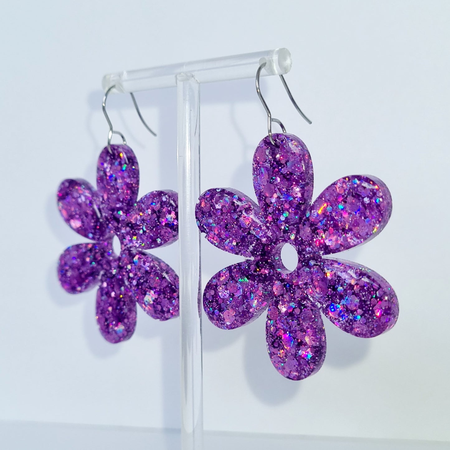 Lilac Flower Sparkle Earrings