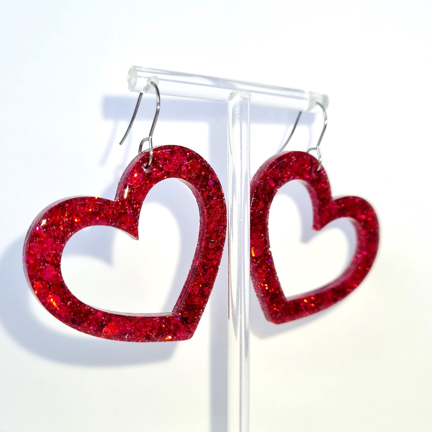 Red Heart Sparkle Earrings