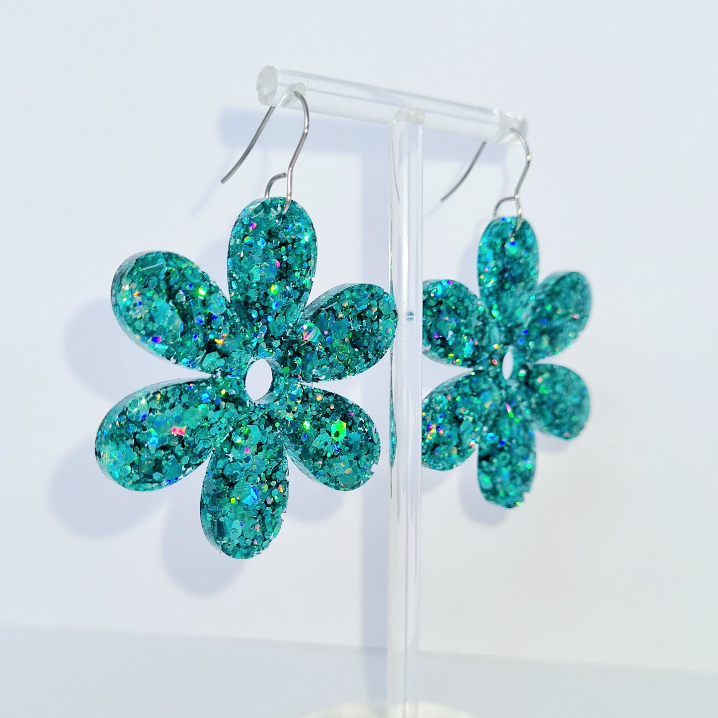 Turquoise Flower Sparkle Earrings