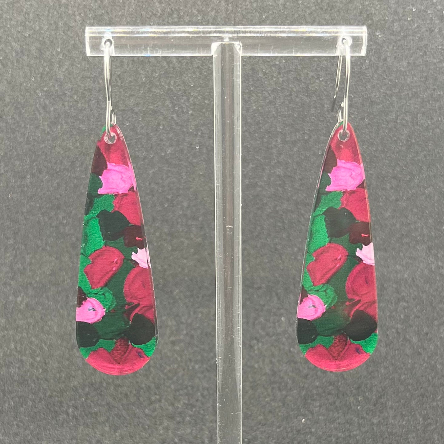 Pink & Green Earrings - Long Droplet