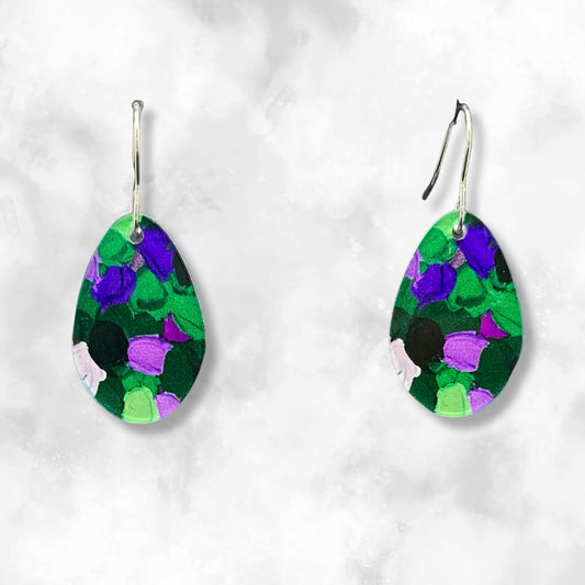 Green & Purple Earrings - Round Droplets
