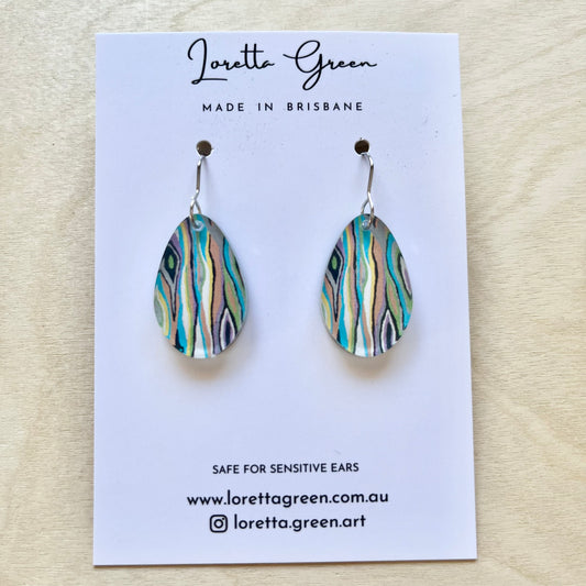 Rainbow Eucalyptus Earrings - Round Droplet