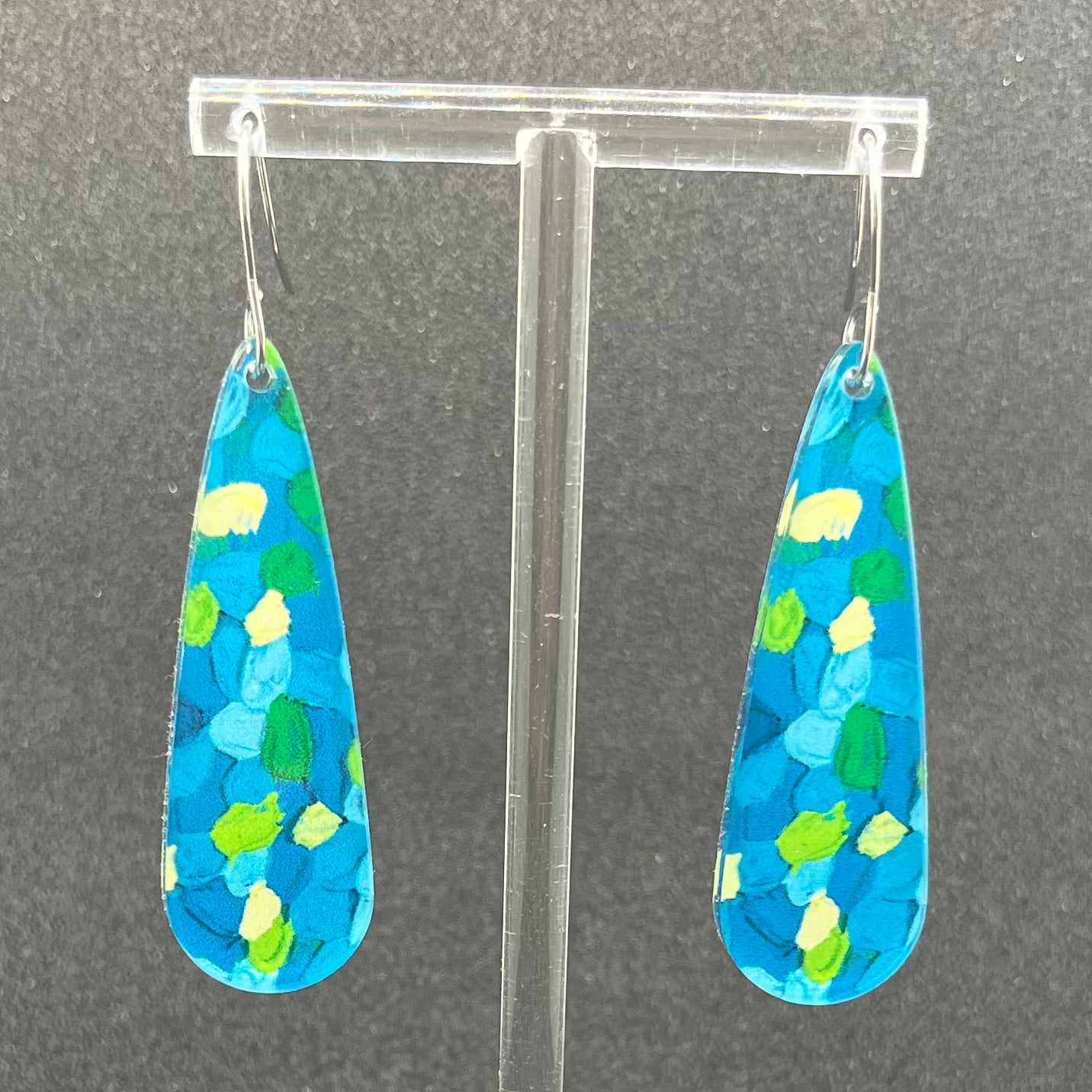 Blue & Green Earrings - Long Droplets