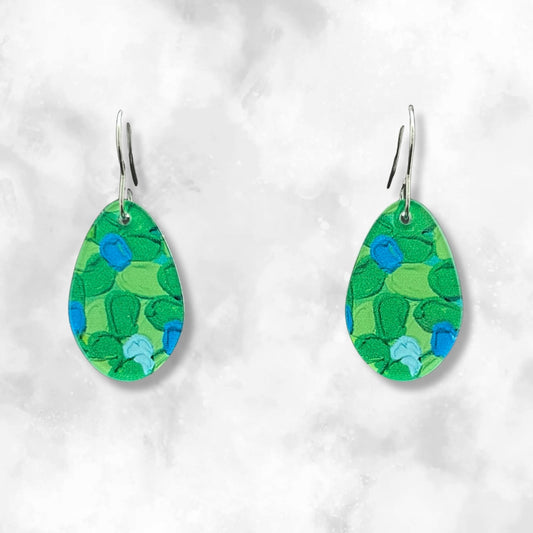 Bright Green Earrings - Round Droplets