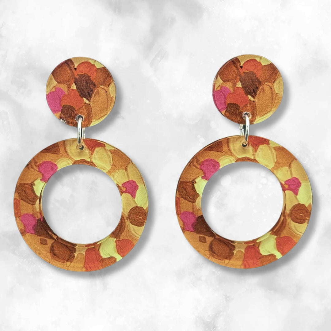 Earthy Neutrals Earrings - Double Circles