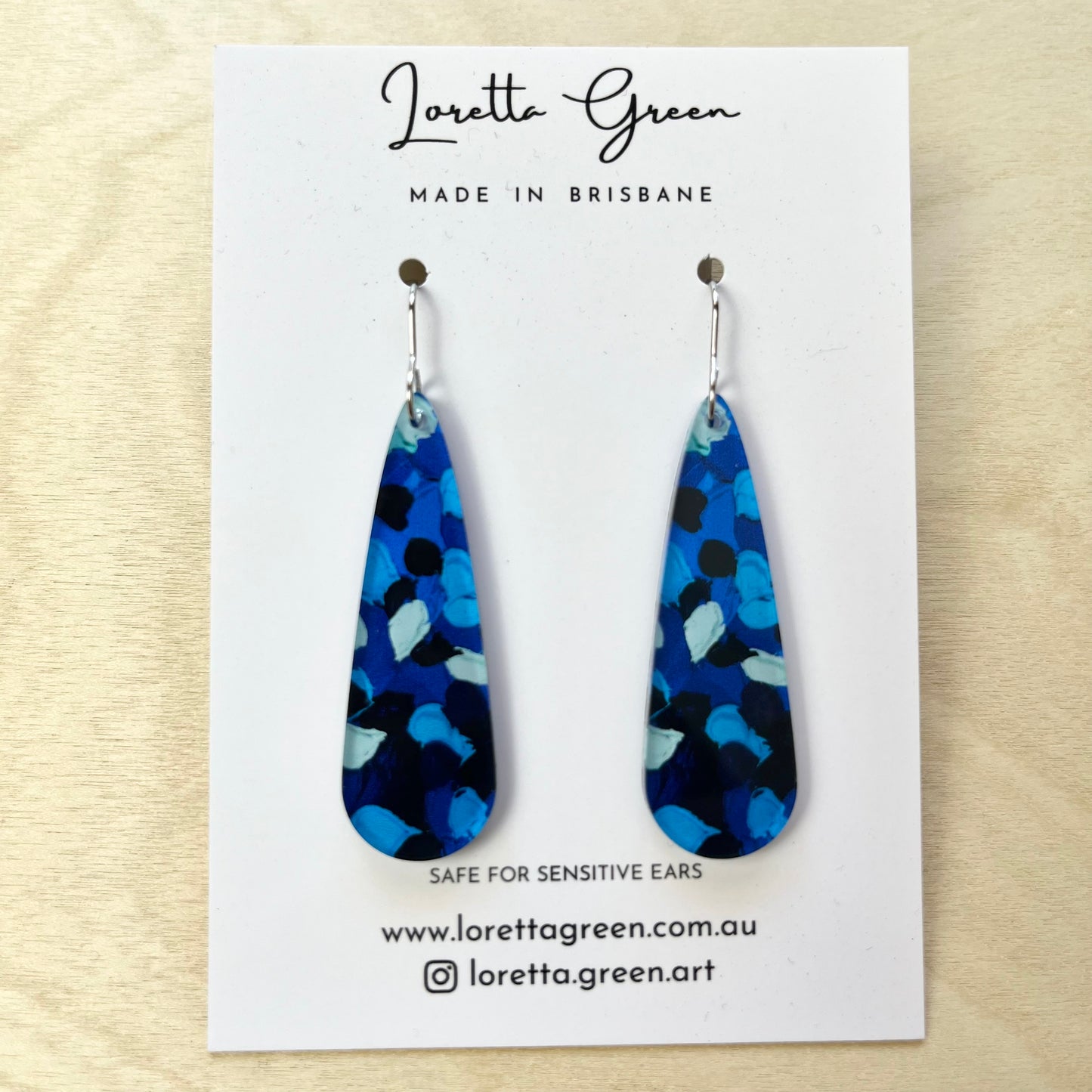 Navy Earrings - Long Droplets