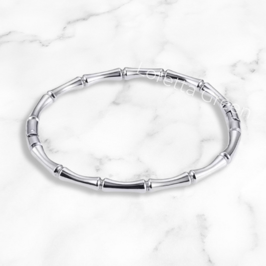 Bamboo Bangle - Silver