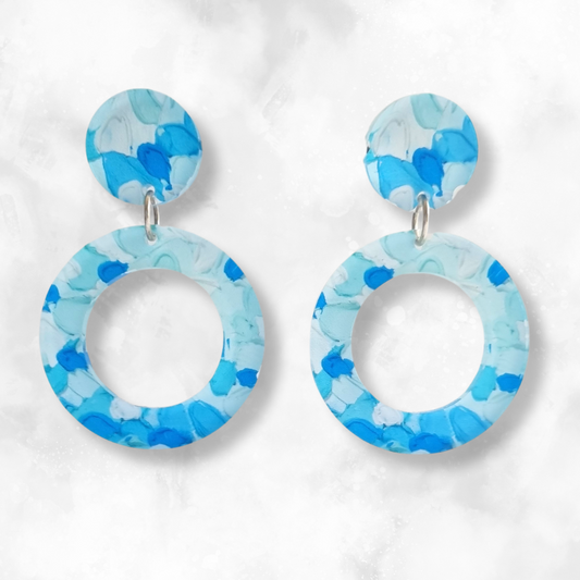 Blue Earrings - Double Circles