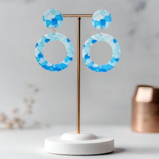 Blue Earrings - Double Circles