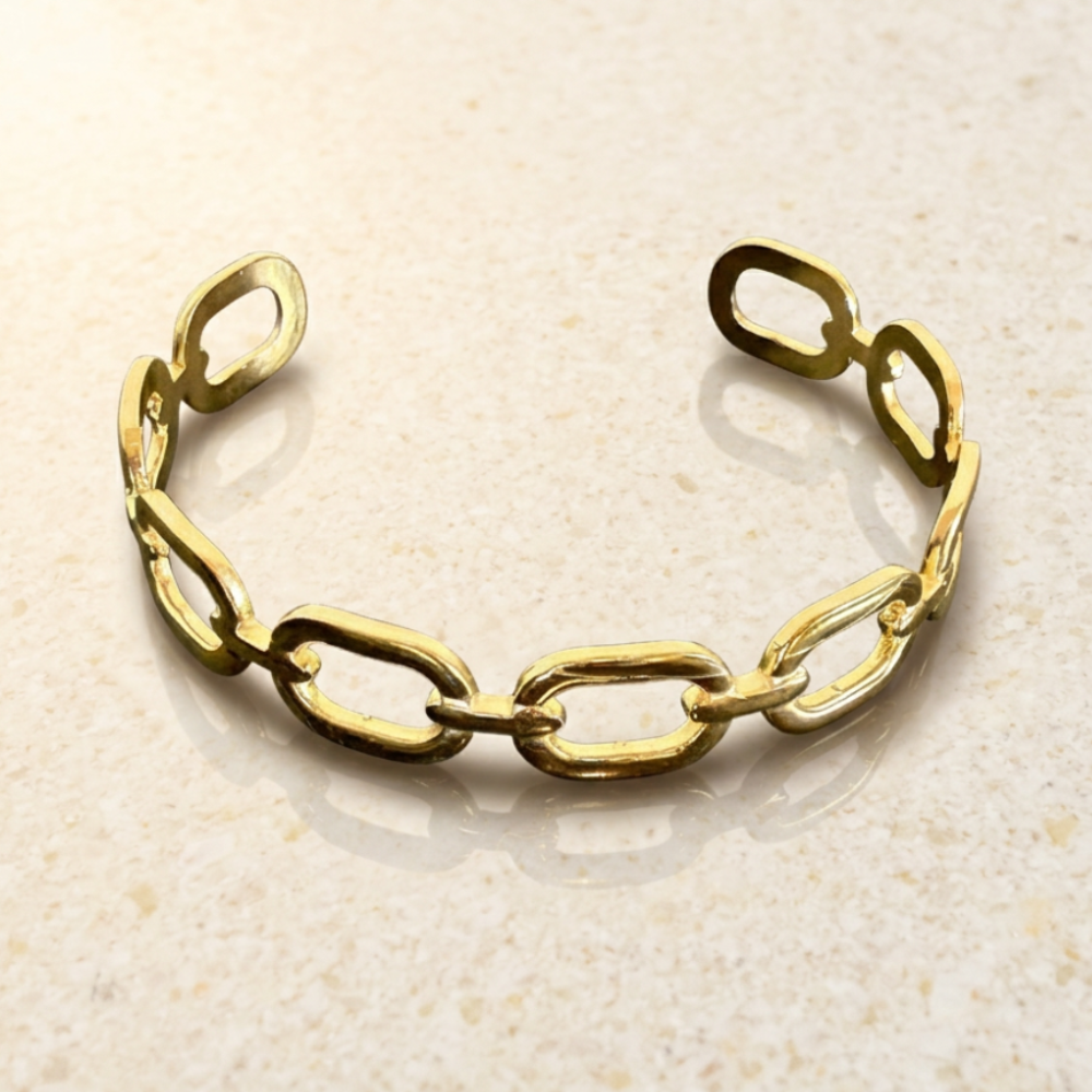 Chain Link Gold Cuff Bangle