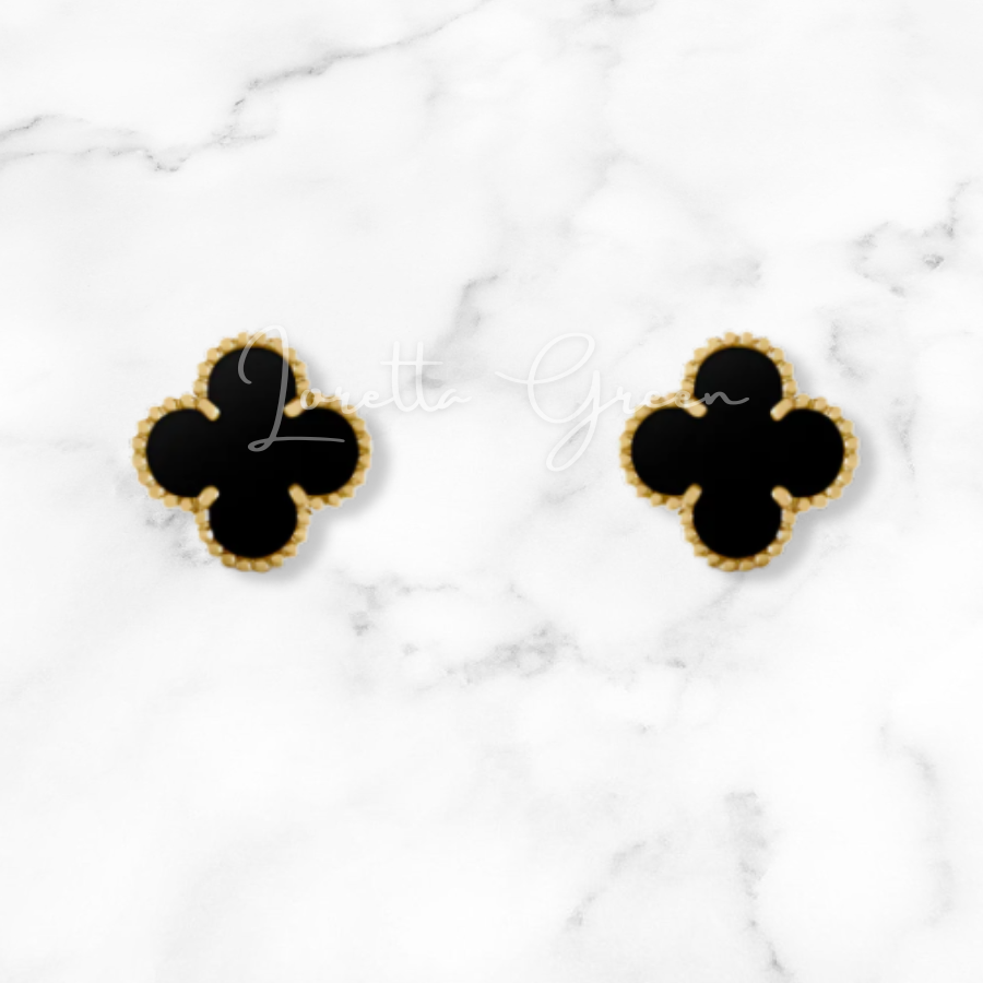 Clover Stud Earrings on Gold