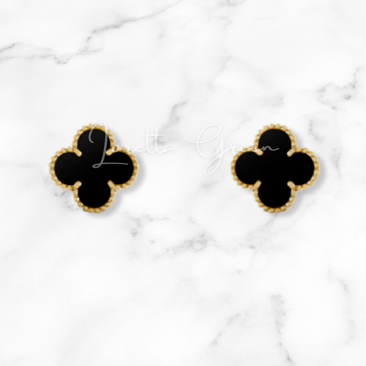 Clover Stud Earrings on Gold