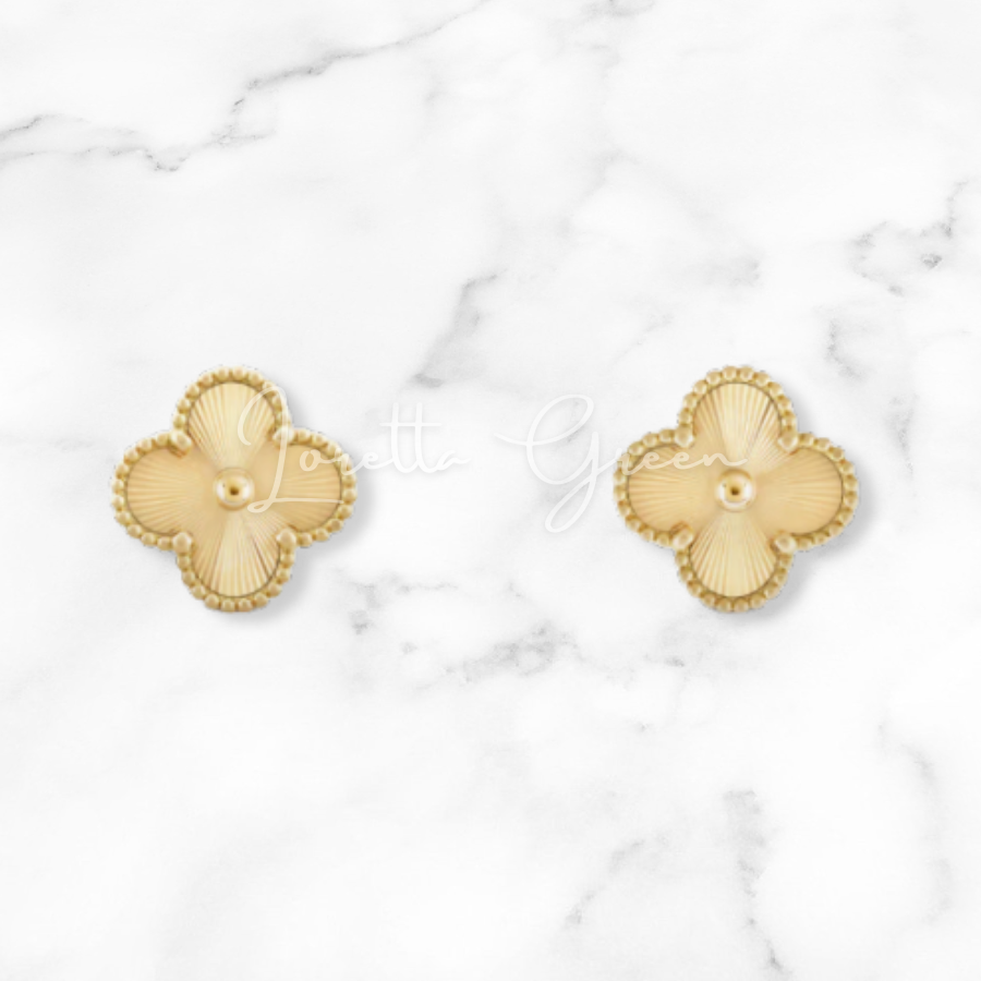 Clover Stud Earrings on Gold