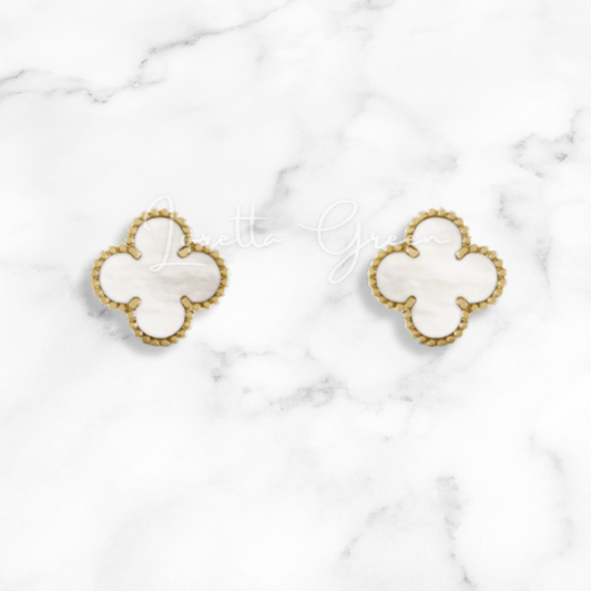 Clover Stud Earrings on Gold