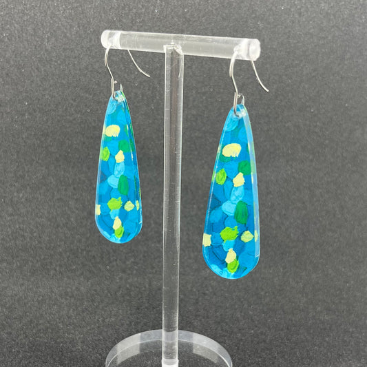Blue & Green Earrings - Long Droplets