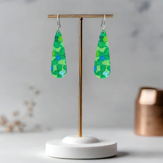Bright Green Earrings - Long Droplets