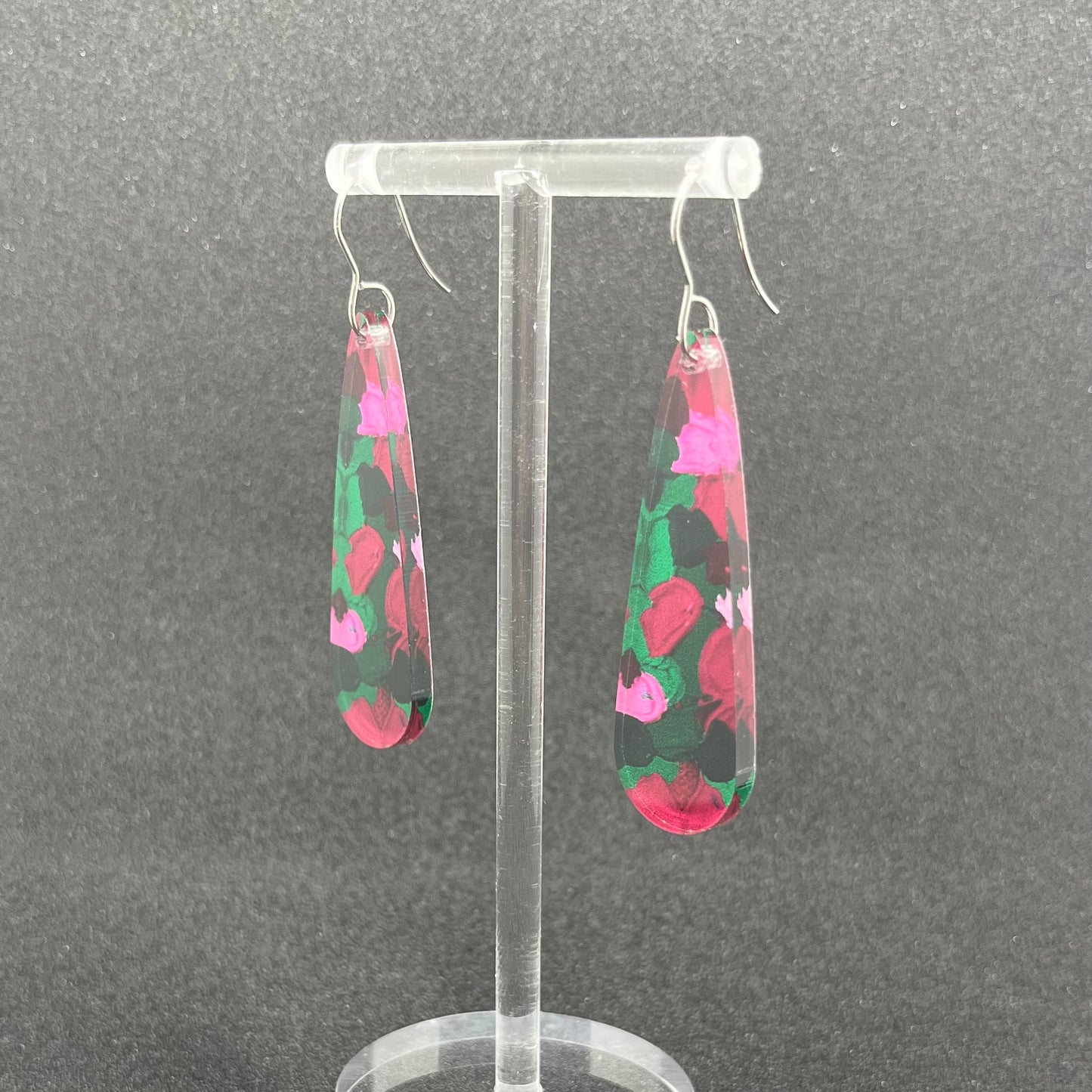 Pink & Green Earrings - Long Droplet