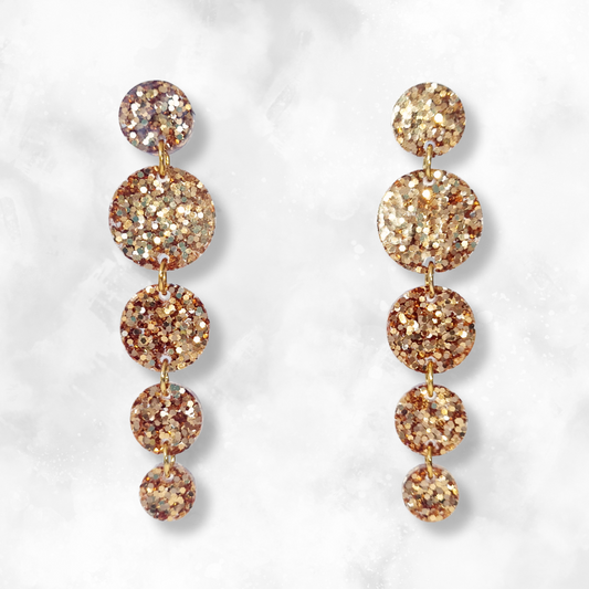 Gold Circle Cascade Sparkle Earrings