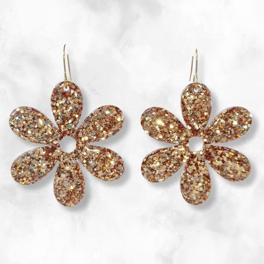 Gold Flower Sparkle Earrings