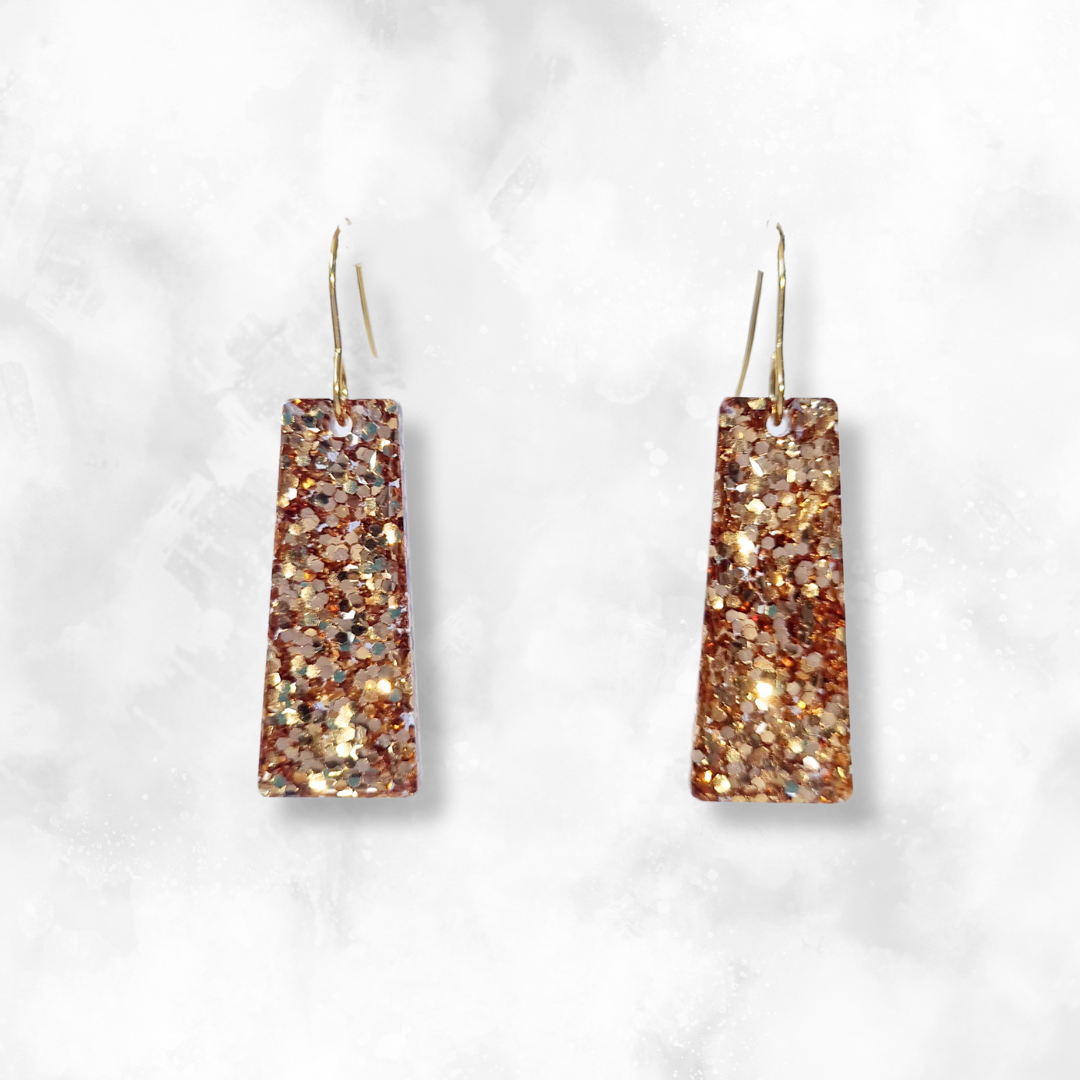 Gold Rectangle Sparkle Earrings