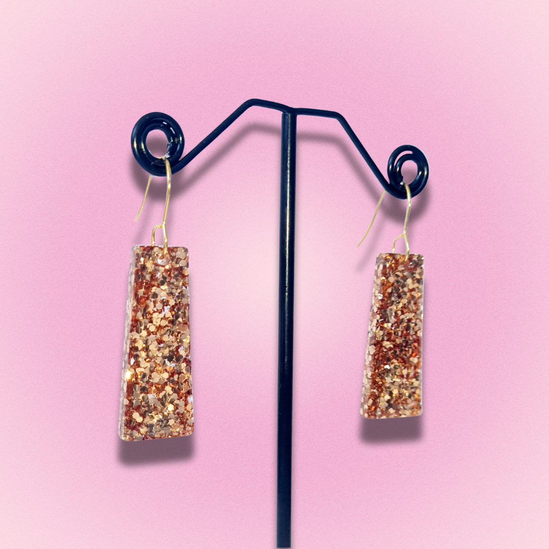 Gold Rectangle Sparkle Earrings