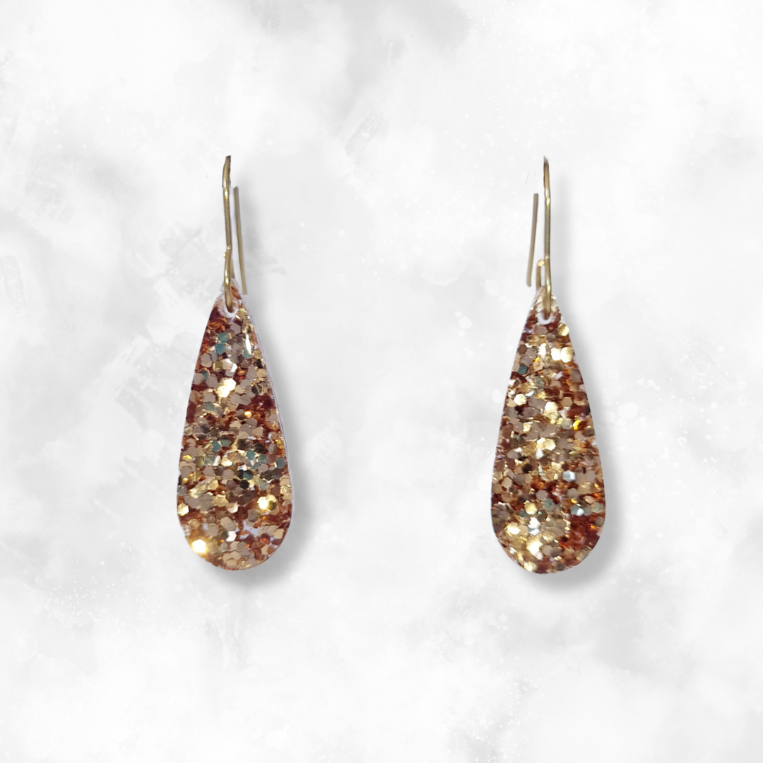 Gold Teardop Sparkle Earrings