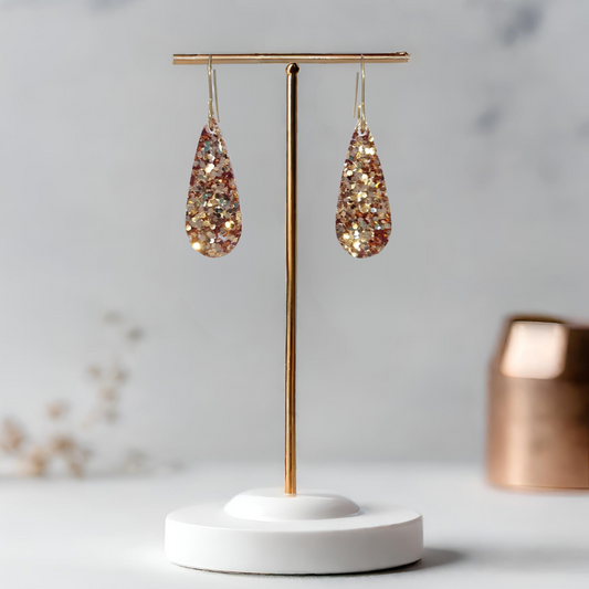 Gold Teardop Sparkle Earrings