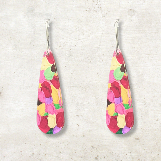 Pink Multicoloured Earrings - Long Droplet