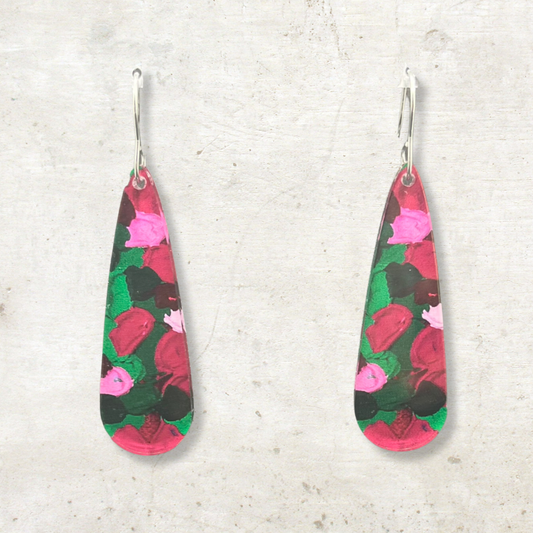 Pink & Green Earrings - Long Droplet