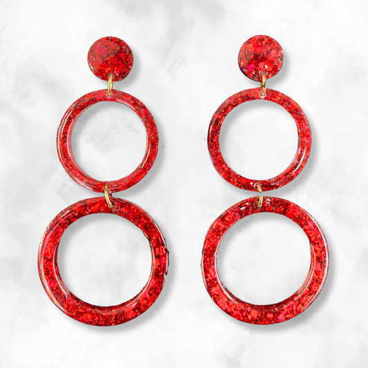 Red "Amy" Sparkle Earrings