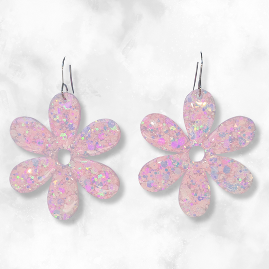 Light Pink Flower Sparkle Earrings