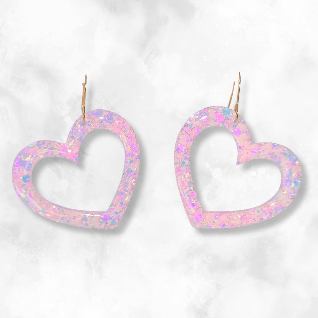 Light Pink Heart Sparkle Earrings