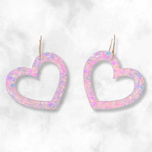 Light Pink Heart Sparkle Earrings