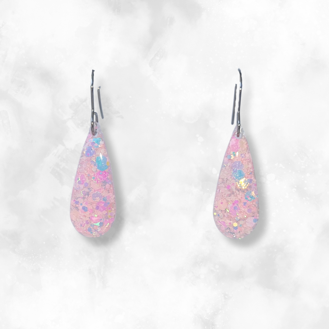 Light Pink Teardop Sparkle Earrings