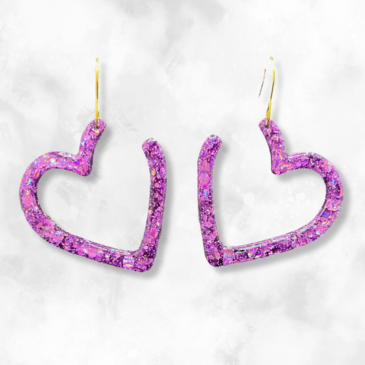 Lilac Heart Sparkle Earrings