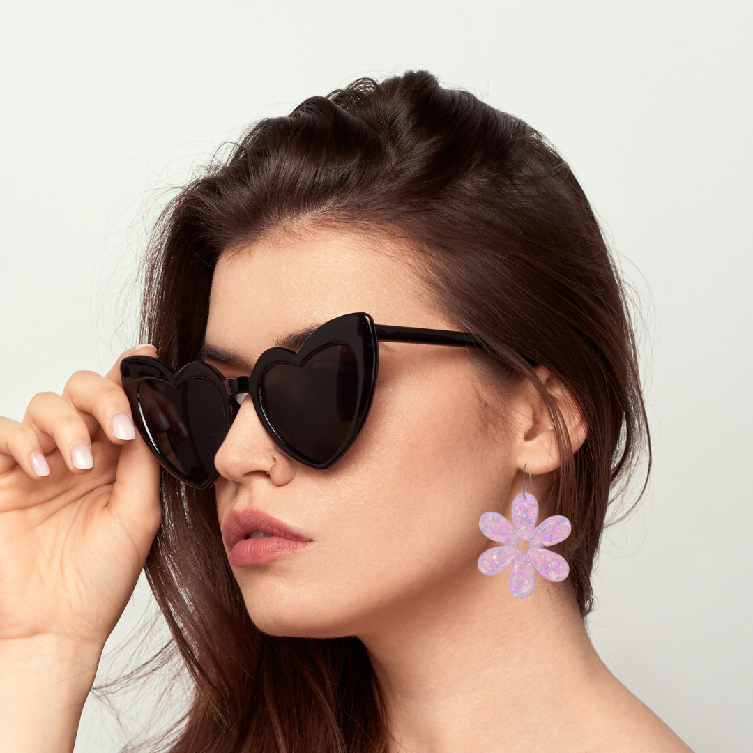 Light Pink Flower Sparkle Earrings