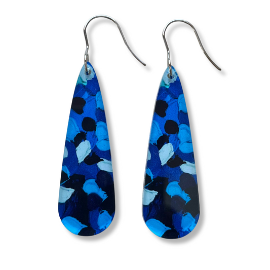 Navy Earrings - Long Droplets