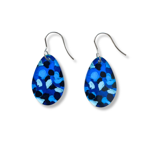 Navy Earrings - Round Droplets