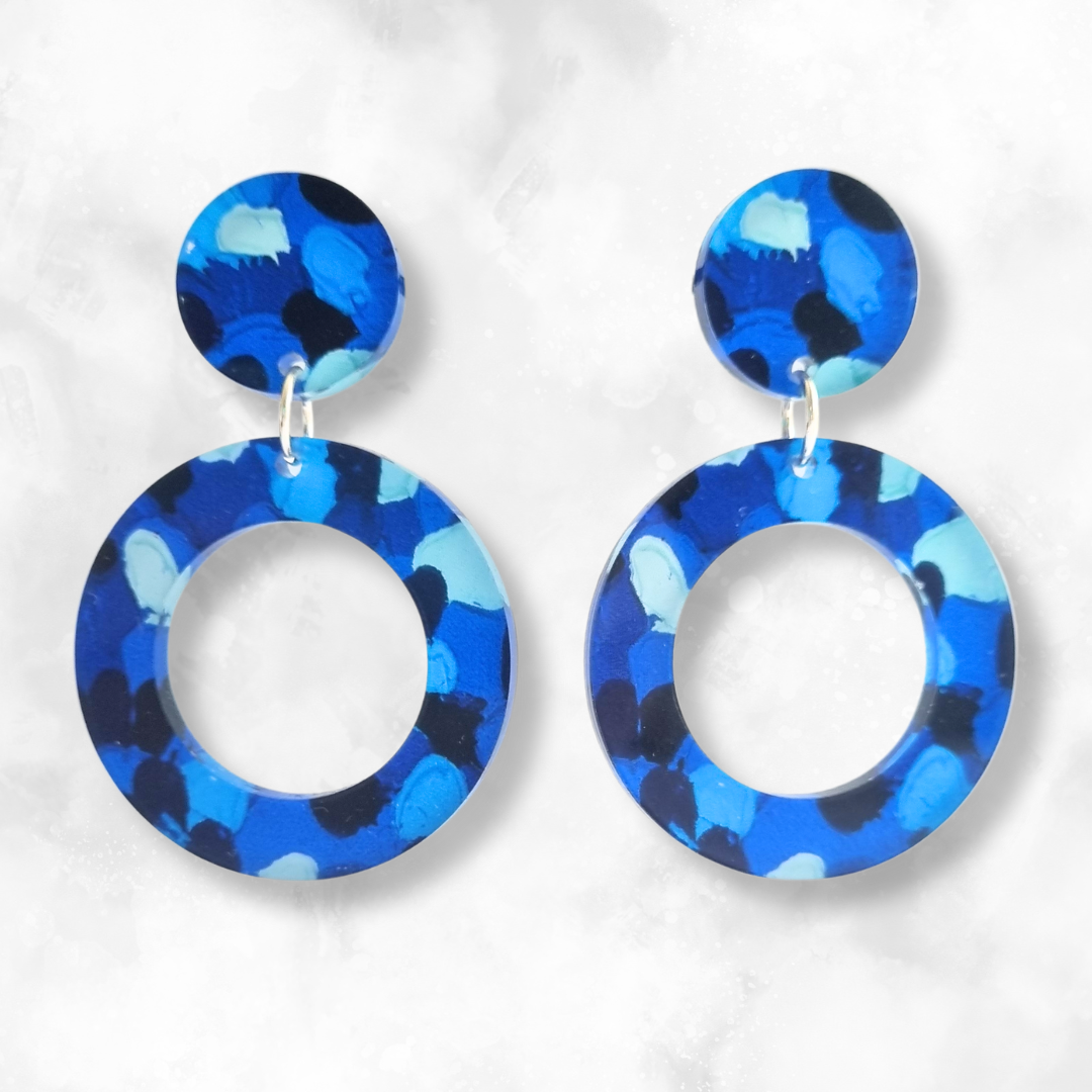 Navy Earrings - Double Circles